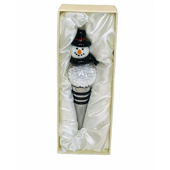 ArtGlass Other - Art Glass Snowman Wine Bottle Stopper Snow